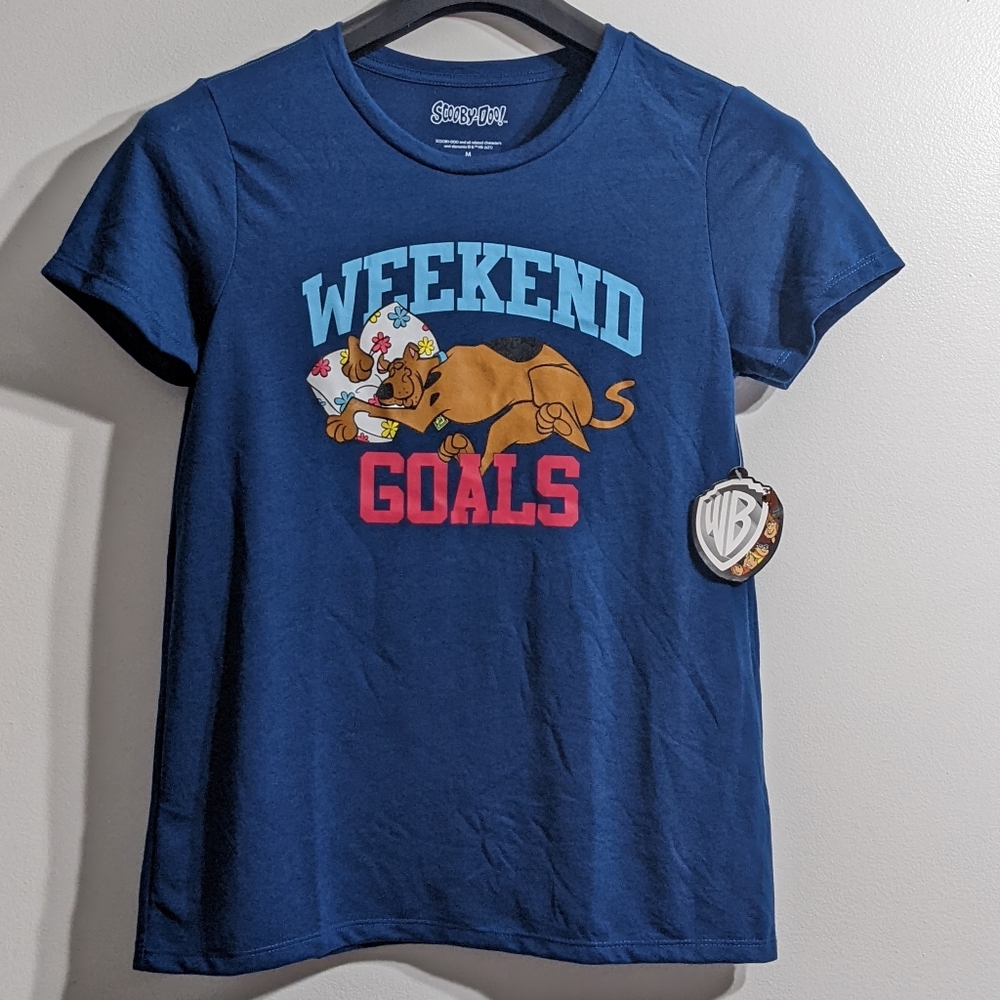 Scooby Doo Weekend Goals Short Sleeve Graphic T-Shirt, Size Medium, New With Tag